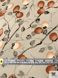 Autumn Peach Tree Printed Silk Georgette - Dusty Peach / Greys / Black