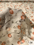 Autumn Peach Tree Printed Silk Georgette - Dusty Peach / Greys / Black