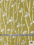 Acorn Stems Printed Silk Chiffon - Lime Green / Off White