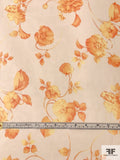 Romantic Floral Printed Silk Chiffon - Dusty Orange / Warm Yellow / Off-White