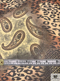Paisley and Animal Pattern Blend Printed Silk Chiffon - Shades of Brown / Butter / Black