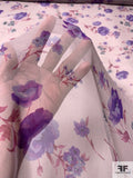 Romantic Floral Printed Silk Chiffon - Lavender / Purple / Plum