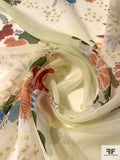 Floral Sparks Printed Silk Chiffon - Ivory / Brick Red / Autumn Orange / Teal