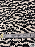Abstract Zebra Pattern Printed Stretch Cotton Pique - Black / Off-White