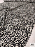 Abstract Zebra Pattern Printed Stretch Cotton Pique - Black / Off-White