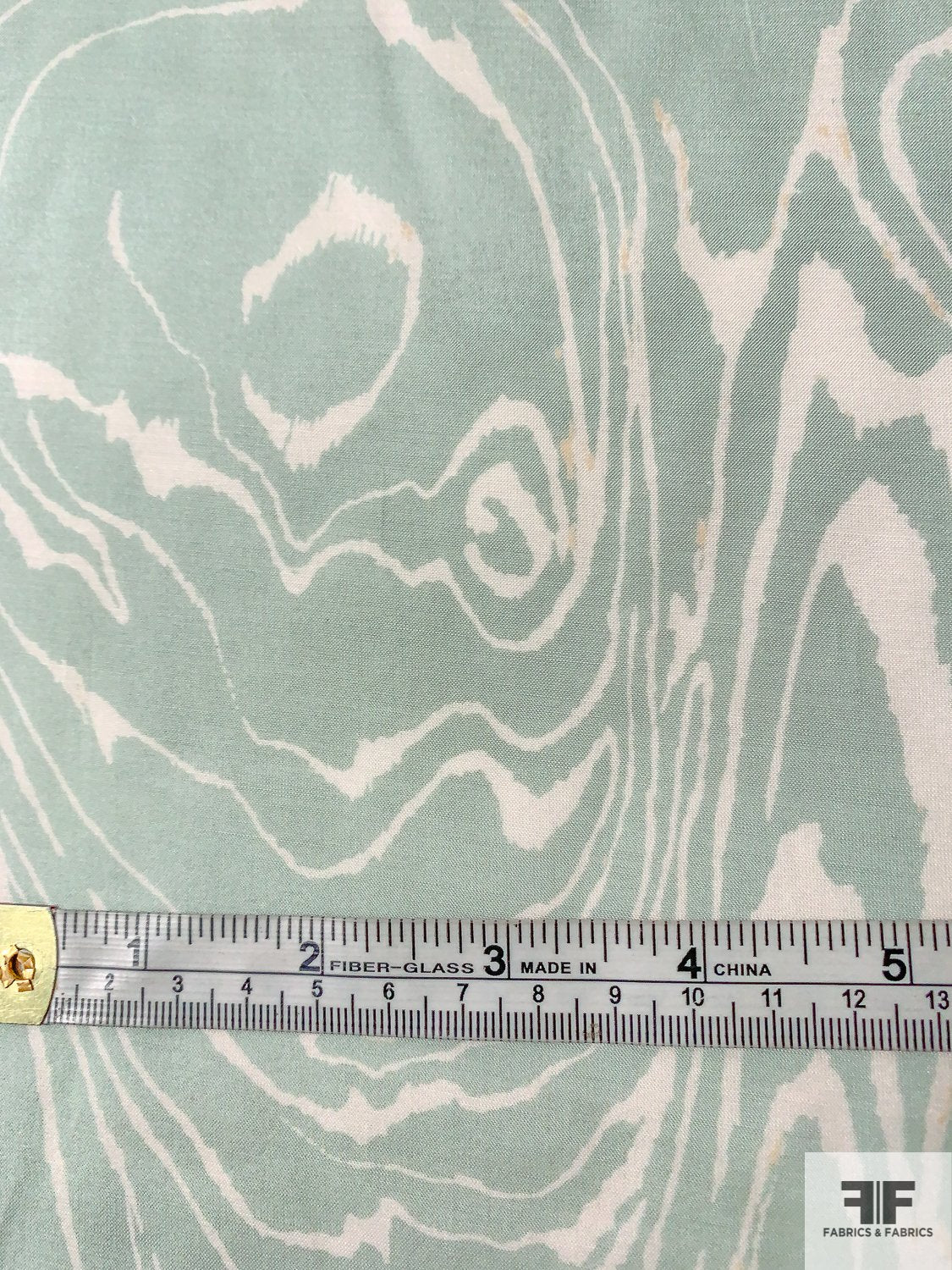 Marbly Wood Grain Look Cotton-Silk Voile - Sage / Off-White