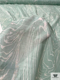 Marbly Wood Grain Look Cotton-Silk Voile - Sage / Off-White