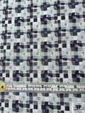 Italian Geometric Graphic Super Fine Cotton Faille - Dusty Seafoam / Navy / Grey