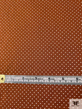 Pin Dot Printed Stretch Cotton Mini Twill - Saddle Brown / White