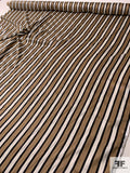 Italian Vertical Striped Printed Cotton-Rayon Sateen - Tan / Black / Off-White