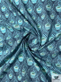 Exotic Tentacle Leaf Printed Cotton Voile - Blue / Sky Blue / Dusty Seafoam