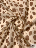 Animal Pattern Spots Printed Cotton-Silk Voile - Brown / Cream
