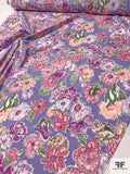 Watercolor Floral Cotton-Silk Shirting - Lavender / Peach / Dusty Pink / Green