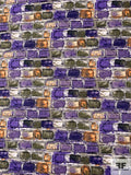Liberty-Like Brick Printed Cotton Lawn - Purple / Peach / Army Green / White