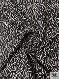Italian Mini Sticks Printed Silk and Wool Jacquard - Black / Off-White