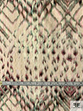 Hazy Abstract Ethnic Printed Cotton Jacquard Brocade - Cream / Berry / Black / Dusty Seafoam