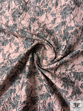 Floral Splatter Graphic Textured Brocade - Dusty Pink / Grey