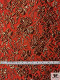 Reversible Floral Matelassé Brocade - Cinnamon Red / Brown / Gold