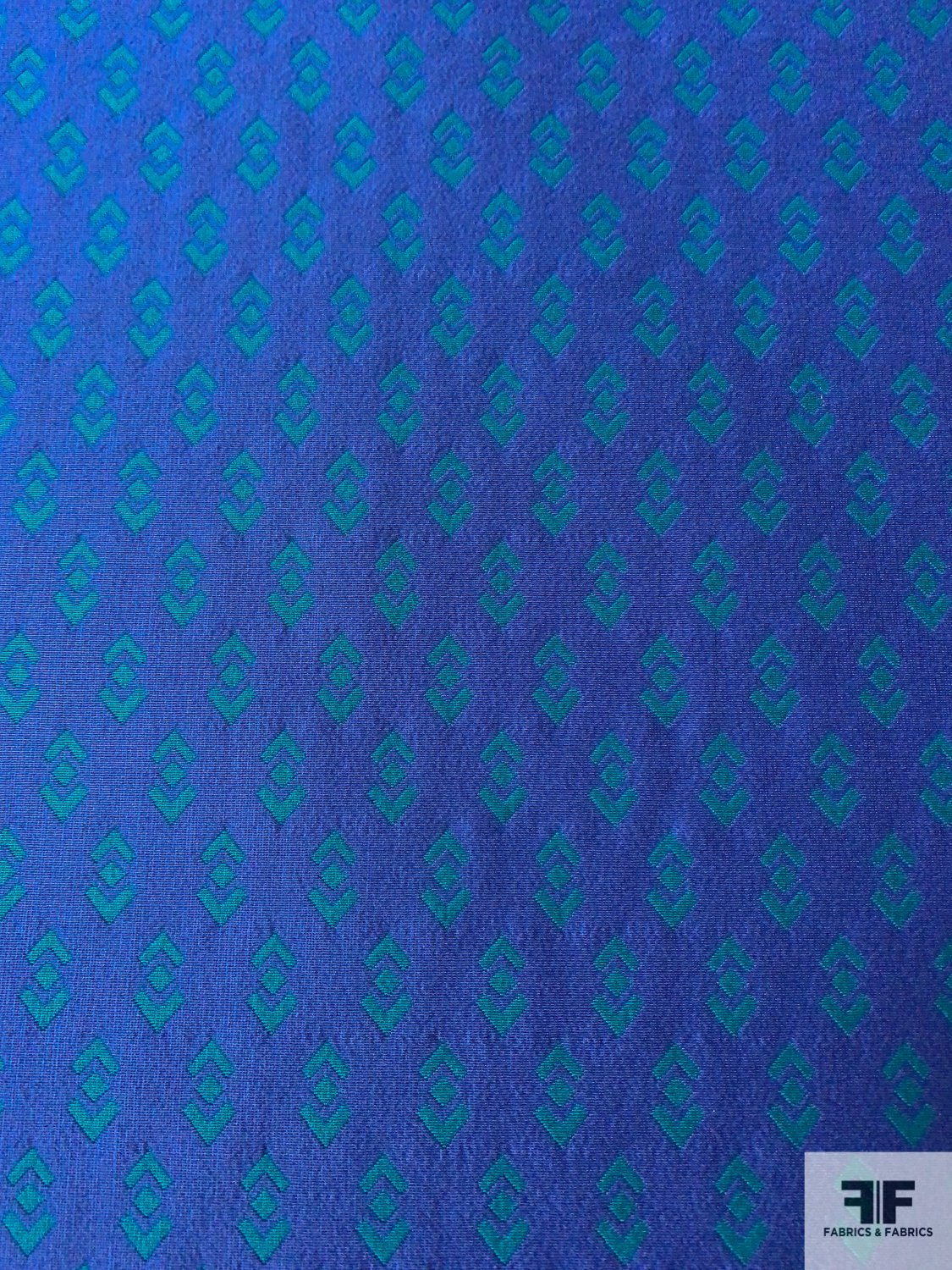 Reversible Arrow Design Silk and Wool Jacquard - Blue / Teal