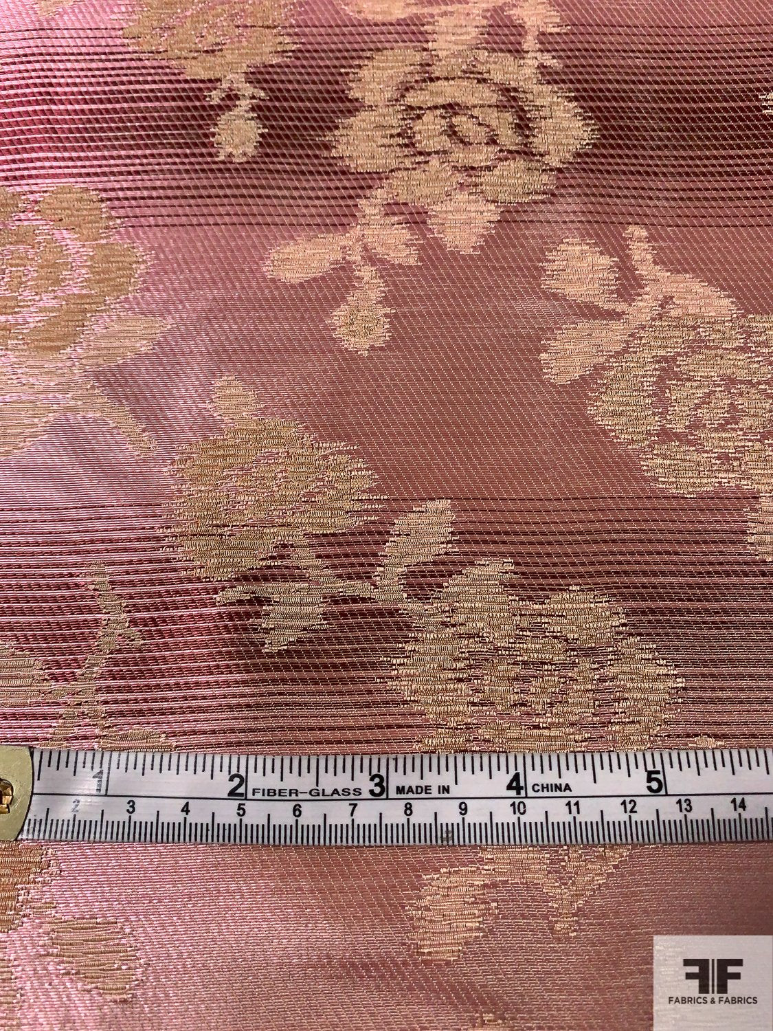 Italian Floral and Striped Silk Blend Brocade - Pink / Wine / Tan