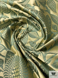 Floral Reversible Silk Satin Jacquard - Sage / Pastel Lime