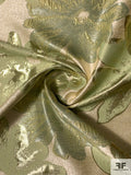 Large-Scale Blooming Floral Metallic Brocade - Light Sage / Gold / Cream