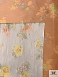 Italian Floral Bouquets Reversible Stretch Brocade - Light Peach / Off-White / Pastels