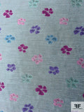 French Floral Clover Brocade - Dusty Seafoam / Purple / Orchid