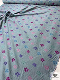 French Floral Clover Brocade - Dusty Seafoam / Purple / Orchid