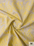 Made in Switzerland Abstract Floral Reversible Metallic Brocade - Summer Yellow / Silver