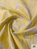 Made in Switzerland Abstract Floral Reversible Metallic Brocade - Summer Yellow / Silver