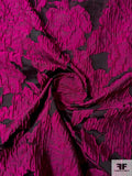 Romantic Floral Textured Brocade - Deep Magenta / Black