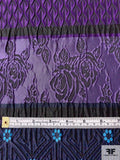 Italian Linear Design and Floral Reversible Brocade - Purple / Black / Turquoise