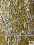Luxurious Abstract Silk Brocade - Olive Green / Light Mint / Blushy Nude