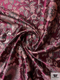Italian Oriental Floral Metallic Brocade - Wine / Metallic Pink / Dark Grey