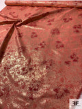Italian Floral Metallic Brocade - Salmon Pink / Gold / Red