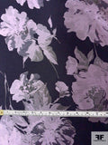 Romantic Floral Jacquard Brocade - Lavender / Navy