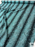 Snakeskin Pattern Brocade - Metallic Seafoam / Black