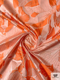 Large-Scale Floral Taffeta-Like Reversible Brocade - Orange / White