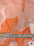 Large-Scale Floral Taffeta-Like Reversible Brocade - Orange / White