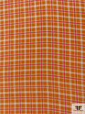 Plaid Printed Silk Crepe de Chine - Orange / Pink / White