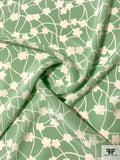 Playful Floral Graphic Web Silk Crepe de Chine - Sage Green / Off-White