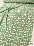 Playful Floral Graphic Web Silk Crepe de Chine - Sage Green / Off-White