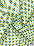 Ditsy Floral Grid Printed Silk Crepe de Chine - Aqua Tint / Turquoise / Yellow