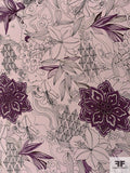 Sketch Floral Printed Silk Crepe de Chine - Dusty Lavender / Purple