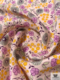 Playful Floral Printed Silk Crepe de Chine - Blush / Sage / Orchid /  Sunny Yellow