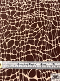 Animal Pattern Web Printed Silk Crepe de Chine - Brown / Off-White