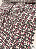 Plaid Inspired Printed Silk Crepe de Chine - Grey / Pink / Off-White / Brown