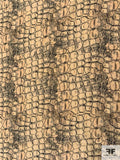 Alligator Skin Printed Silk Crepe de Chine - Tan / Black / Grey