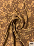 Floral Silhouette Printed Silk Crepe de Chine - Brown / Tan